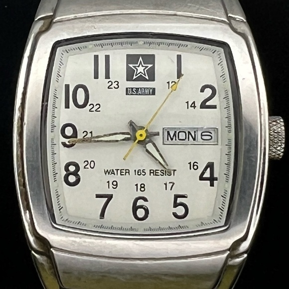 Unisex US Army Rectangular All Stainless Steel Watch Working - Picture 5 of 9